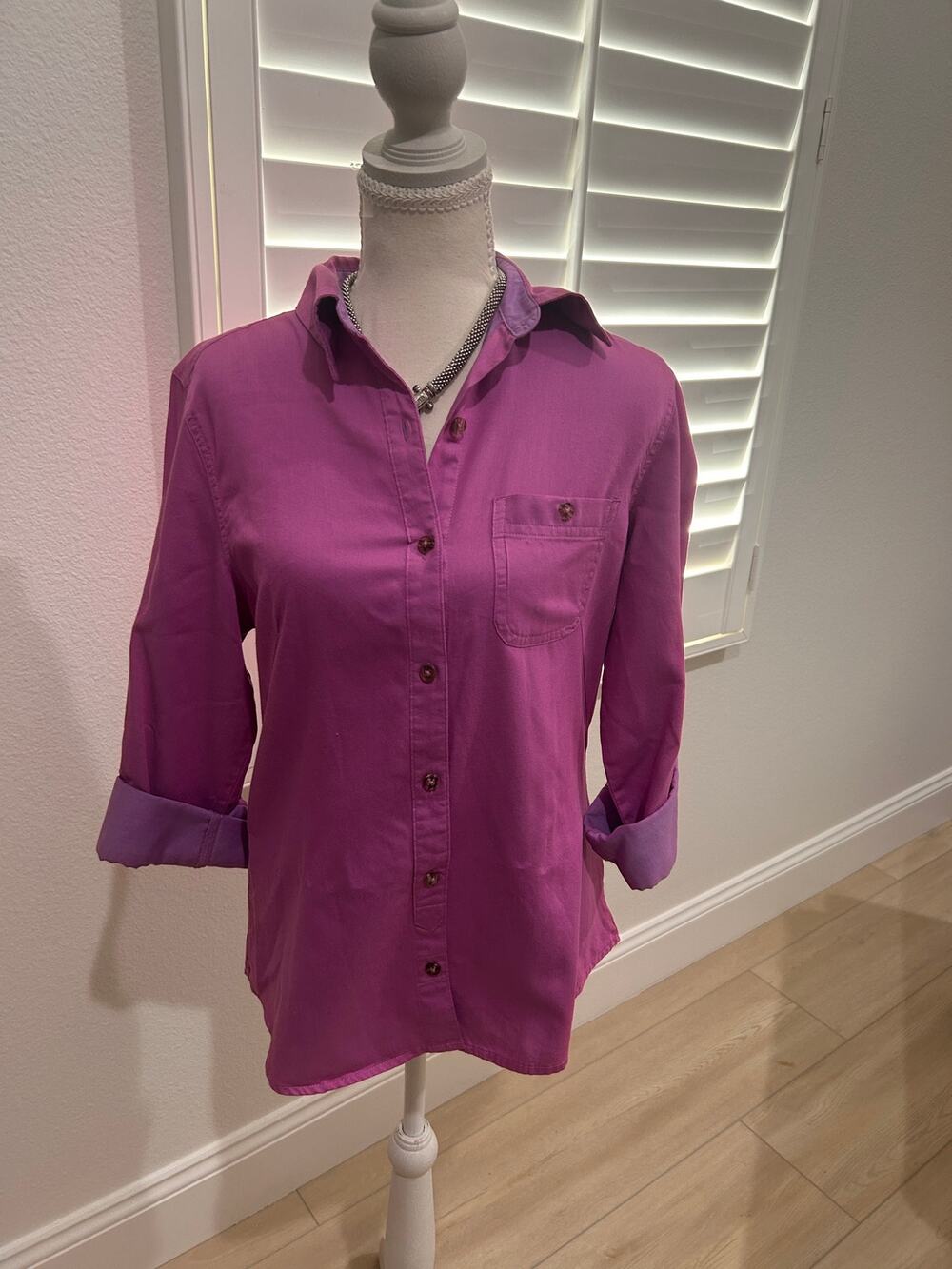 Purple Cotton button-down shirt, Riders by Lee, size S